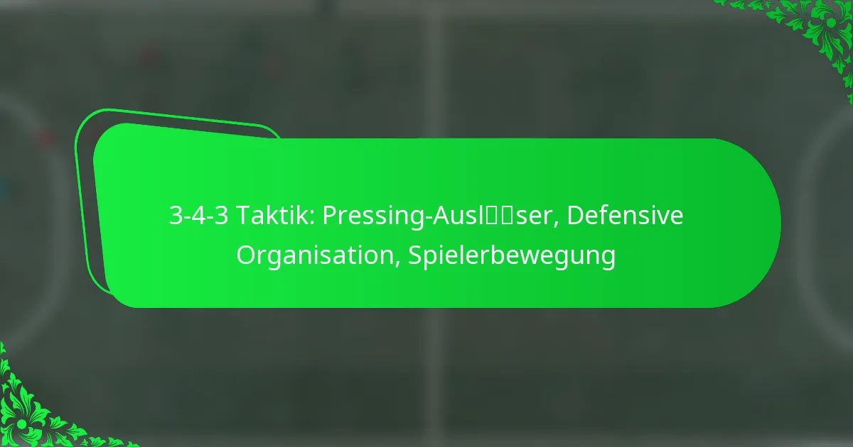3-4-3 Taktik: Pressing-Auslöser, Defensive Organisation, Spielerbewegung